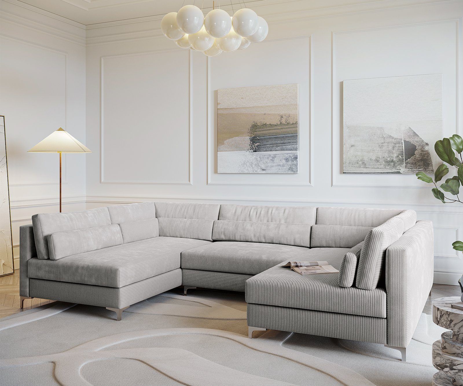 Harizma-mebel Модульный диван Модульный диван П-образный Герцог-3 мод4, механизм PUFF, 300х185х90 см,бежевый