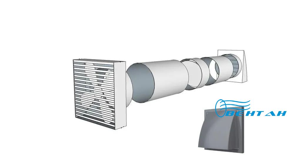 Вентиляциявытяжнаядиаметром100ммчерезстенудо0,5метра(комплект)Вентан-100/0,5/СЕР