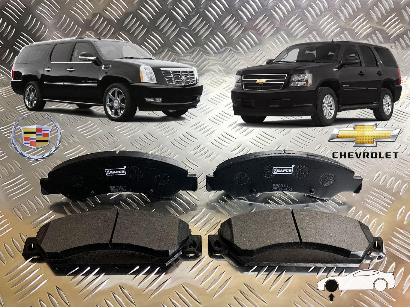 Тормозные колодки кадиллак CADILLAC Escalade III GMT900; шевроле тахо CHEVROLET Tahoe III GMT 900, Avalanche II, Express автобус I, Silverado 1500 II, передние BP0810