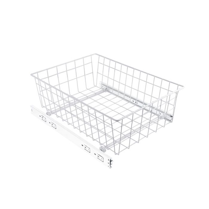 Корзина выкатная сетчатая в модуль 400 мм (335х475х150 мм) на шариковых направляющих, белая