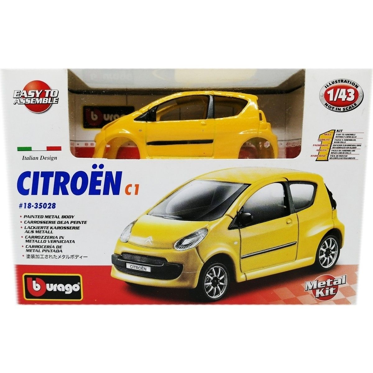 Citroen C1 Bburago 1:43 cборная модель автомобиля коллекционная  металлическая машинка - купить с доставкой по выгодным ценам в  интернет-магазине OZON (1348839462)