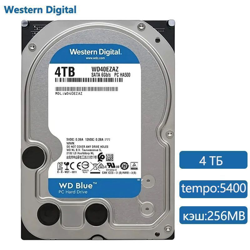 WesternDigital4ТБВнутреннийжесткийдискBluePCHDD3.5"(WD40EZAZ)