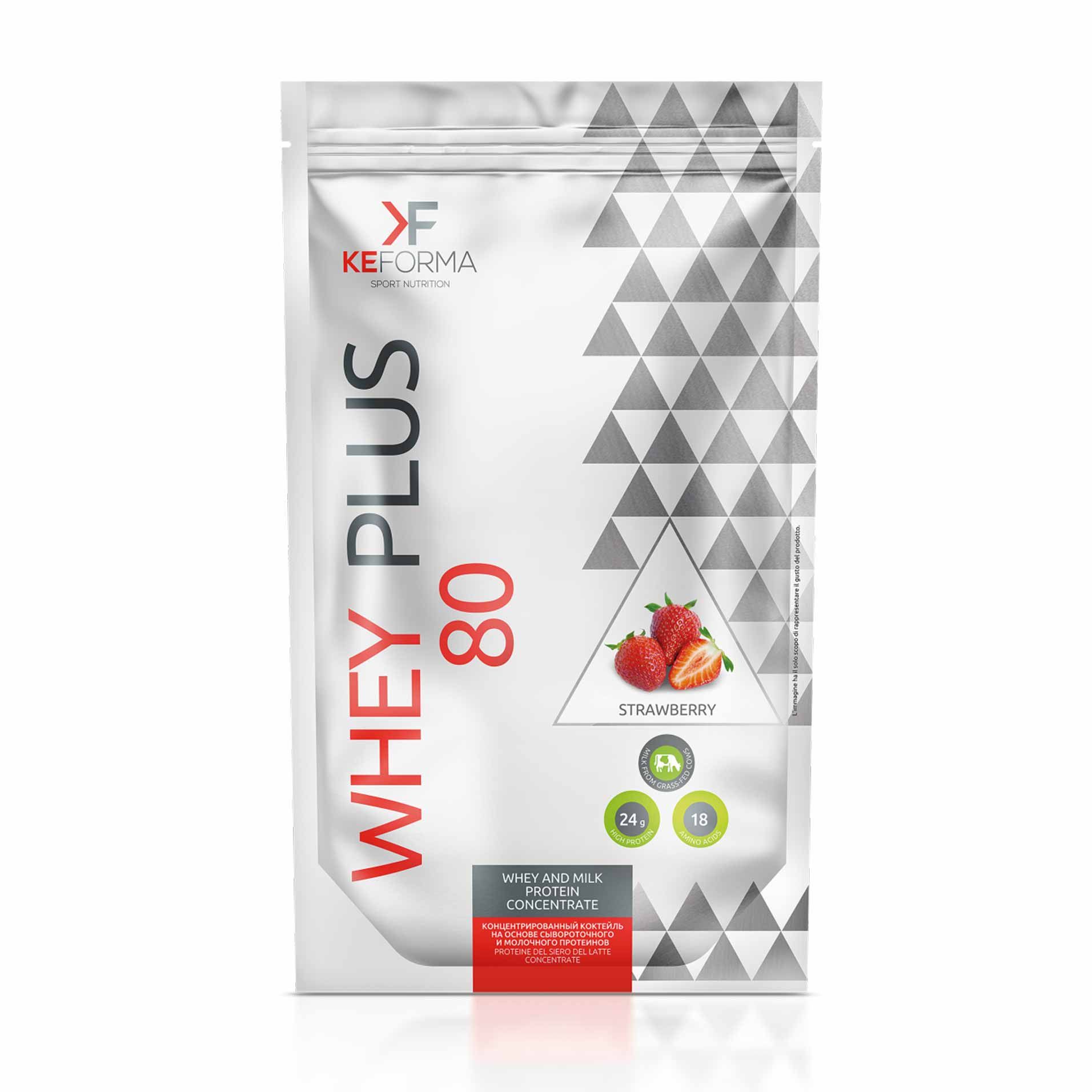 WHEYPLUS80(клубника),протеиновыйкоктейль,480г-Keforma