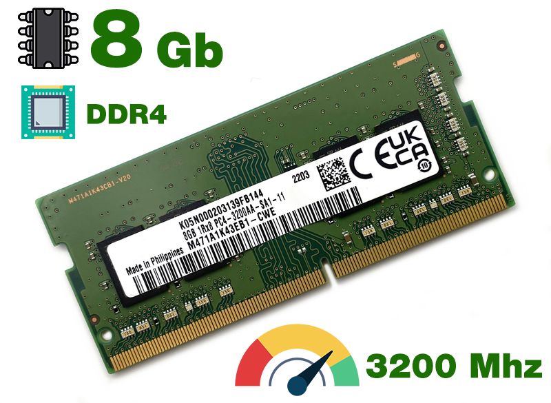 Оперативная память DDR4 8Gb 3200 Mhz M471A1K43EB1-CWE PC4-3200AA SoDimm 1x8 ГБ (M471A1K43EB1-CWE)