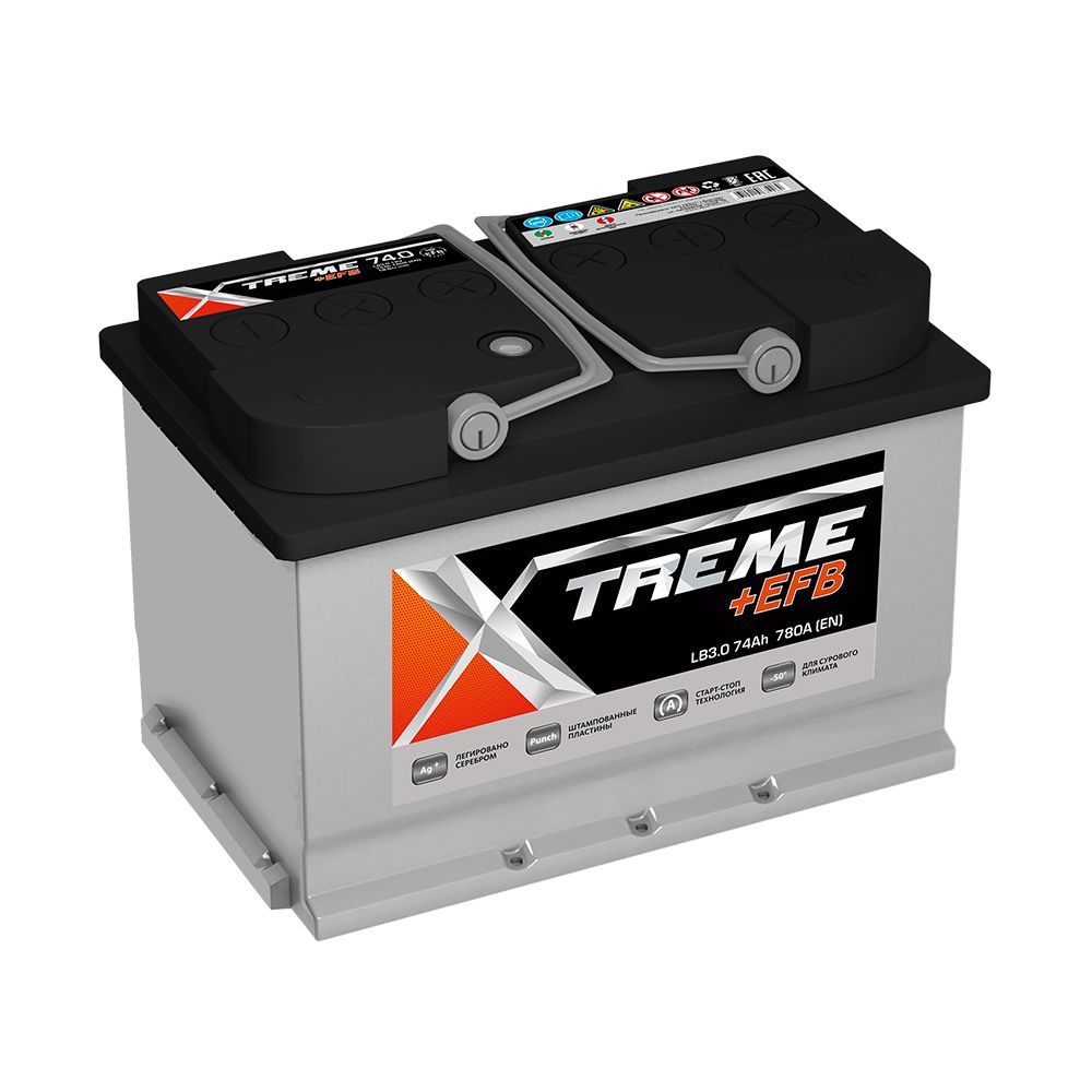 Аккумулятор автомобильный 12v 74 Ah XTREME EFB 74 Ah 780 A обратная полярность 278х175х175 стартерный акб для автомобиля, машины