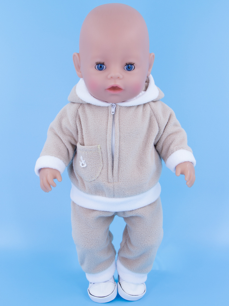 Одежда для кукол Модница Костюм из флиса для пупса Беби Бон (Baby Born) 43 см бежевый  #1