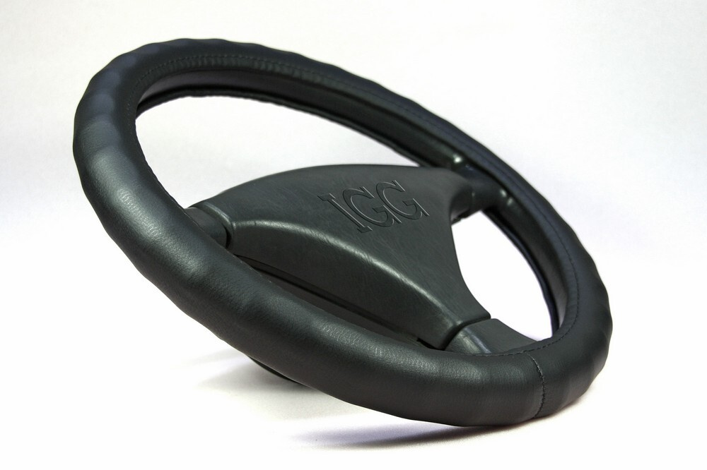 Оплетка руля автомобильная IGG CLASSIC BLACKWAVE . Размер М (37-39 см). Черная волна  #1