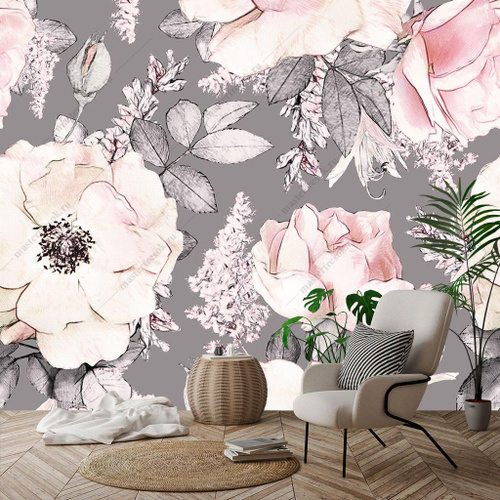 Removable Bright Peony Flower Wallpaper Mural With Watercolor - Etsy nel 2023 Ca