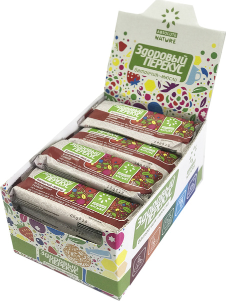 Батончик-мюсли "Здоровый перекус"(Absolute Nature) с клюквой 55 гр * 20 ...