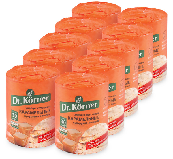 Dr. Korner Хлебцы карамельные кукурузно-рисовые, 10 шт по 90 г - купить ...