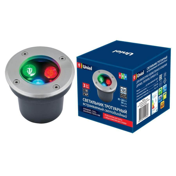Ландшафтный светильник Uniel ULU-B10A-3W/RGB IP67 Grey, LED - купить по ...