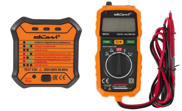 Набор duwi Тестер розеток и УЗО M6860 DIY + Мультиметр цифровой со ...