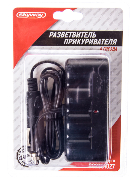 Разветвитель прикуривателя 4 гнезда 12/24V SKYWAY Черный купить по ...