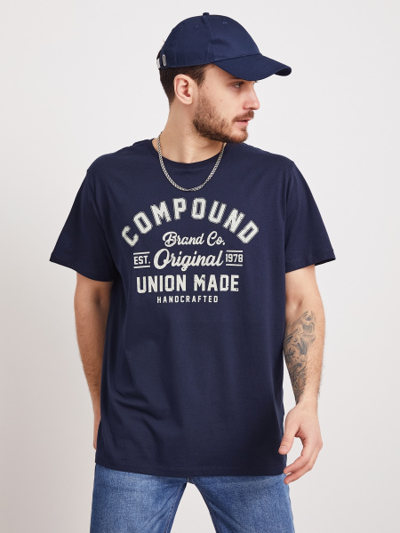 Футболка Fine Joyce, размер 52, цвет темно-синий, 100% хлопок - купить ...