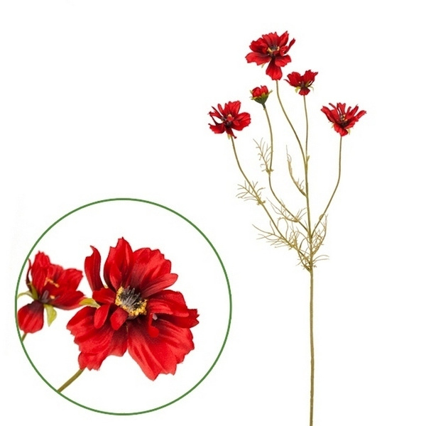 Искусственные цветы космея кустовая красная 83 см для декора - купить с ...