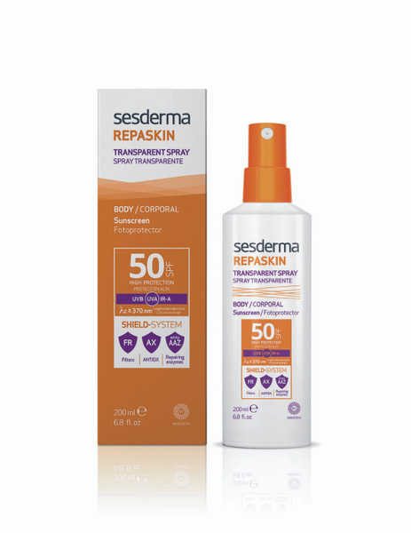 Спрей солнцезащитный прозрачный для тела Sesderma Repaskin Transparent ...