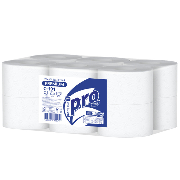 Туалетная бумага PROtissue С191, 12 рулонов, 2 слоя, для диспенсера в ...