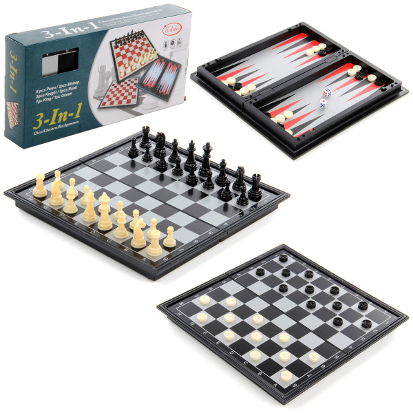Настольные игры 3 в 1: шашки, шахматы, нарды, магнитные, Veld co ...