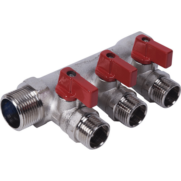 Коллектор с кранами 3/4"х 3 выхода 1/2" Valtec VTc.580.N.0503 - купить ...