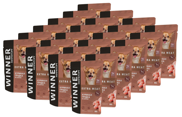Корм консервированный WINNER EXTRA MEAT для взрослых собак маленьких ...