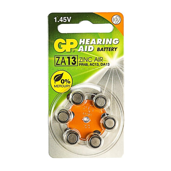 GP Батарейка PR48 (ZA13, V13A, DA13), Воздушно-цинковый тип, 1,45 В, 6 ...