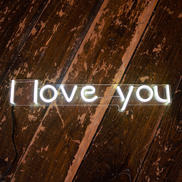 Неоновая табличка I love you, 40х8 см, белая, 40 см, 8 см - купить в ...