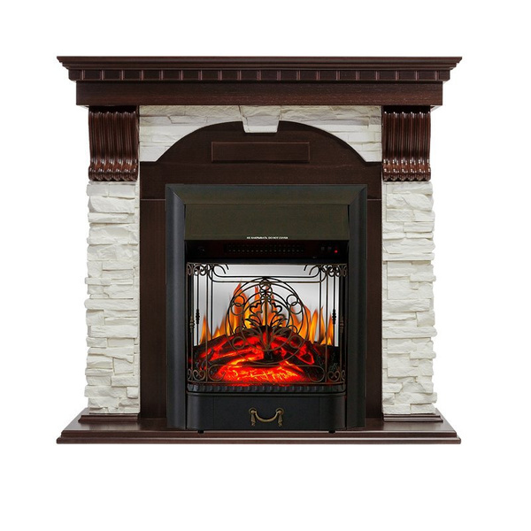 Камин Royal Flame Dublin - Темный дуб / Сланец белый с очагом Majestic ...