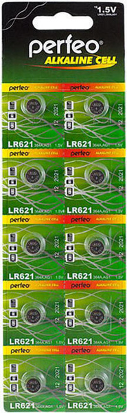 Батарейка LR61 щелочная Perfeo LR621/10BL Alkaline Cell 364A AG1 10 шт ...