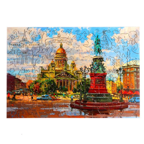 Турбо Детки, Фигурный деревянный пазл \"Санкт-Петербург\", 70 деталей ...
