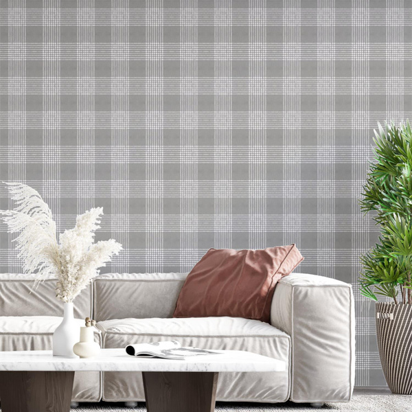 Серо-белые обои в клетку decoracion #7072207, 400х280см купить на OZON ...