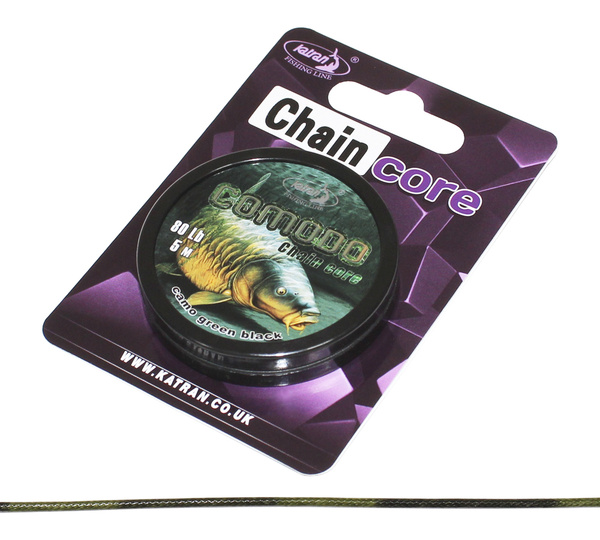 Лидкор KATRAN chain core COMODO camo green black 80lb 5 метров, леска ...