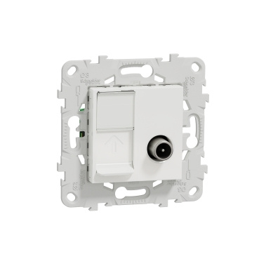 Розетка UNICA NEW TV одиночная + компьютерная RJ45 категория 6 UTP 1 ...