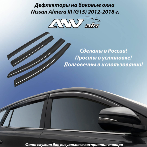 Дефлектор для окон ANV air ветровики боковых окон на Nissan Almera III ...
