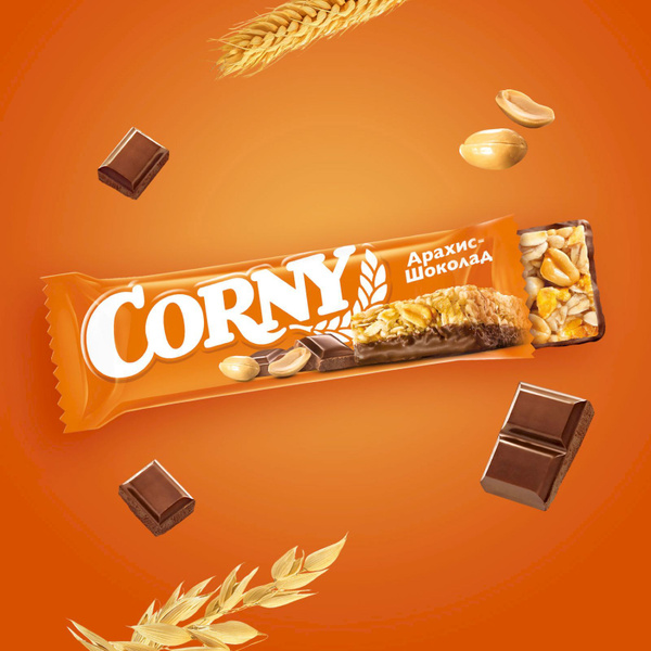 Батончик злаковый Corny Big, с арахисом и молочным шоколадом, 50 г ...