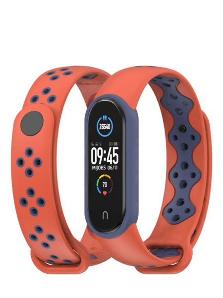 Ремешок для Xiaomi Mi Band 5 и Mi Band 6 силиконовый с перфорацией для ...