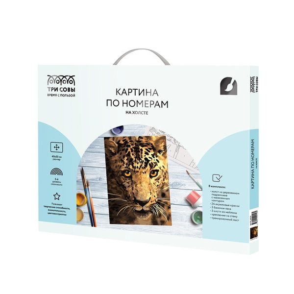Картина по номерам ТРИ СОВЫ на холсте, "Взгляд охотника", 40х50 см, с ...