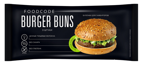 Булочка для гамбургера без глютена, 210 г, FOODCODE - купить с ...