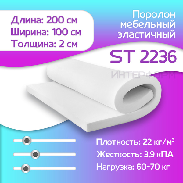 Поролон мебельный эластичный ST2236 20x1000x2000 мм - купить с ...