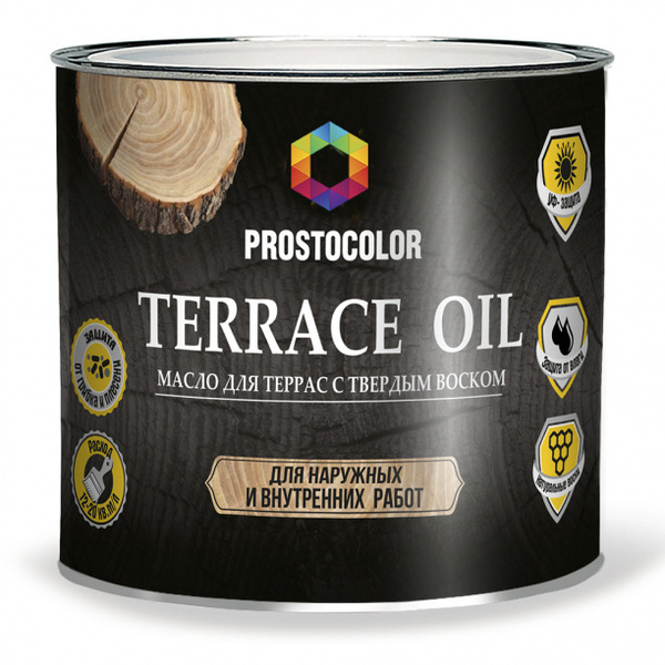 Масло для террас с твёрдым воском PROSTOCOLOR Terrace Oil 2,2 л белое ...