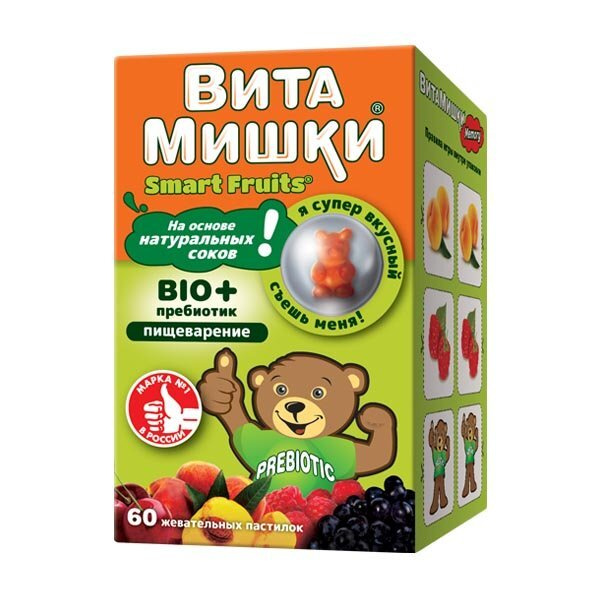 ВИТАМИШКИ Био + пребиотик пастилки жевательные для детей 2500мг №60 ...