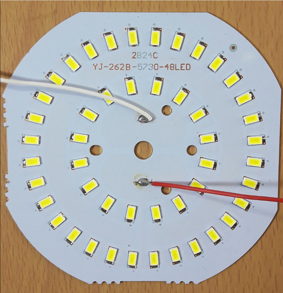 Плата светодиодная PCB 24W 48XSMD5630 105х105mm 6000K с проводами ...