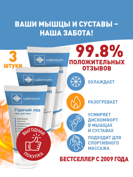 Охлаждающий и разогревающий гель для тела Горячий лед VALENTUM - набор ...