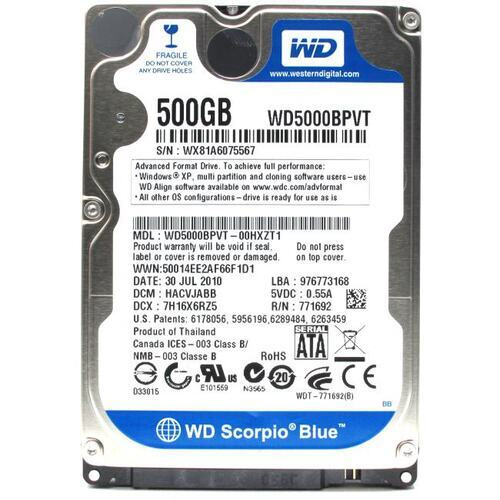Внутренний жесткий диск Western Digita WD5000BPVT 500Гб HDD 500 ГБ ...
