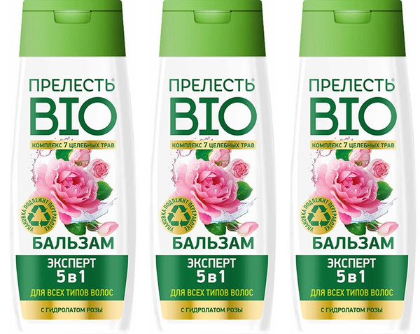 Прелесть Био Бальзам 5в1 с гидролатом розы для поврежденных и секущихся ...