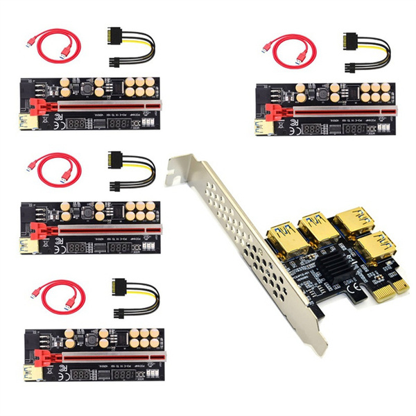 Адаптер PCIE 1X на 4 Pci-Express + VER016 Pro Riser Card USB3.0 на PCI ...