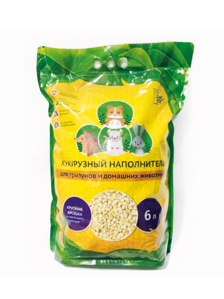 Кукурузный наполнитель "Золотой кот" для грызунов, кроликов, кошек. 6л ...