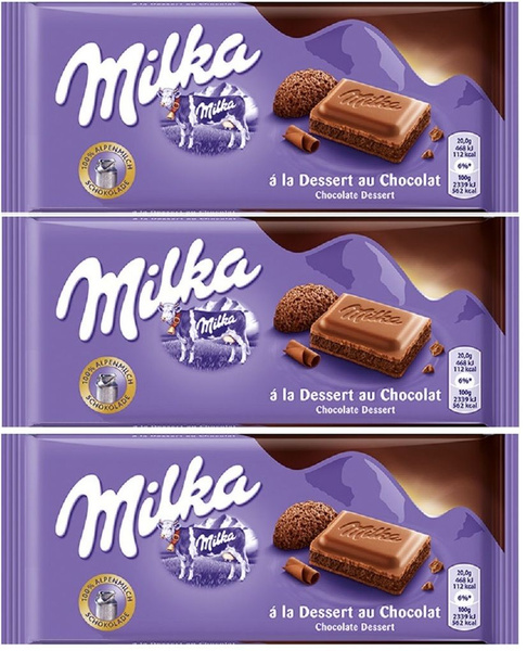 Шоколадная плитка Milka Chocolate Dessert / Милка Десерт Шоколад 3 шт ...
