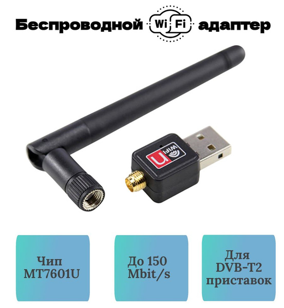 Wi-Fi-адаптер Wi-Fi Адаптер (Wi-Fi модуль) беспроводной с антенной, для ...