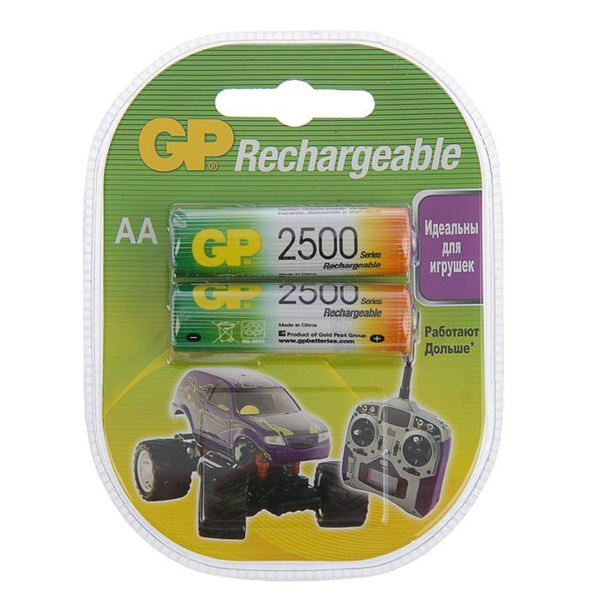 Аккумулятор GP, Ni-Mh, AA, HR6-2BL, 1.2В, 2500 мАч, блистер, 2 штуки ...