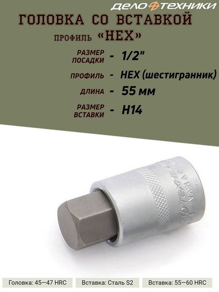 Головка торцевая со вставкой шестигранник  5 мм (1/2") L=100 мм (ДТ)